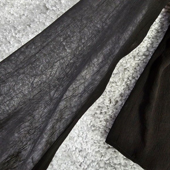 Bebe Womens Sheer Lace Button Up Blouse Black Tie Front Long Sleeve‎ Small Goth - Picture 8 of 13